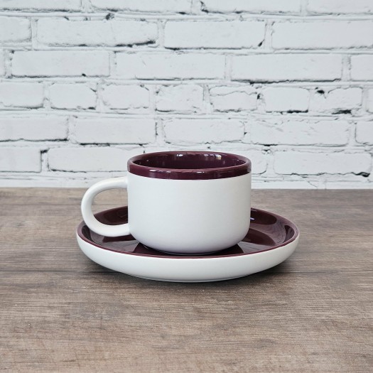 La Cafetiere Barcelona Plum Tea cup And Saucer