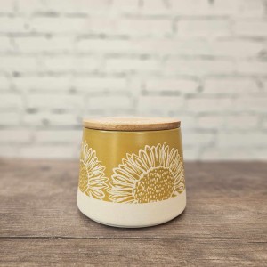 Artisan Flower Yellow Canister Storage Canister