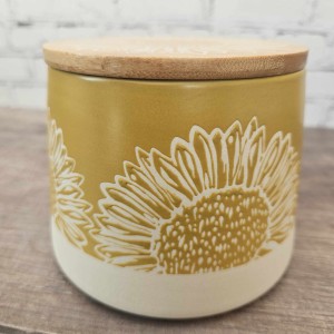 Artisan Flower Yellow Canister Storage Canister