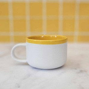 La Cafetiere Barcelona Mustard Teacup And Saucer 250ml Capacity  La Cafetiere Barcelona Mustard Teacup And Saucer 250ml Capacity