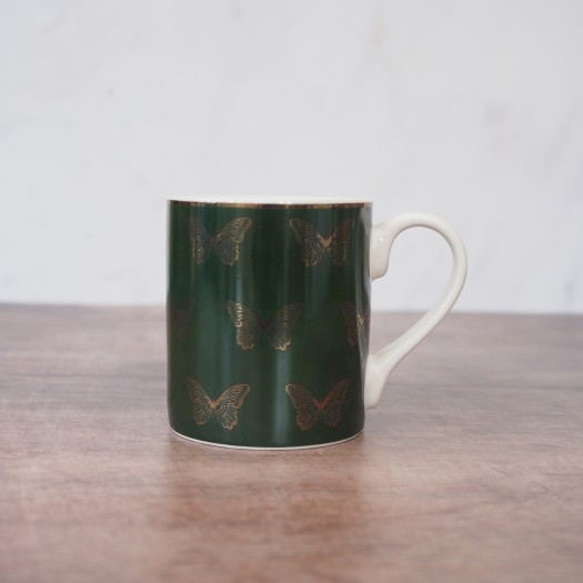 Mikasa Butterflies Porcelain Green Mug 