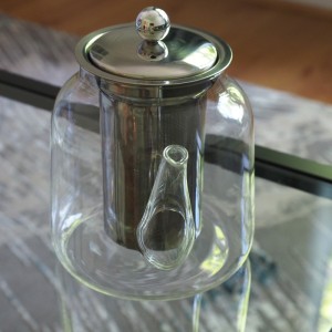 1pc Glass Teapot With Base, Nordic Clear Loose Leaf Tea Maker For Home