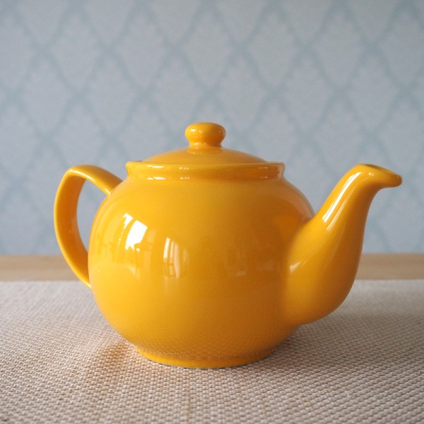 6 Cup Mustard Stoneware Teapot For Loose Leaf Teas 