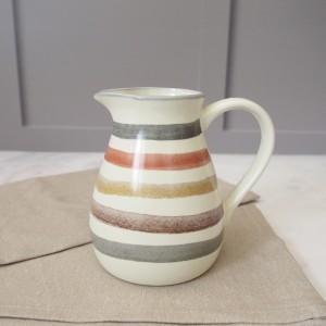 Classic Ceramic Milk Jug With Stripes Rustic Style Classic Ceramic Milk Jug With Stripes Rustic Style