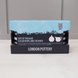 London Pottery Sugar And Creamer Set With Blue Bands  London Pottery Sugar And Creamer Set With Blue Bands