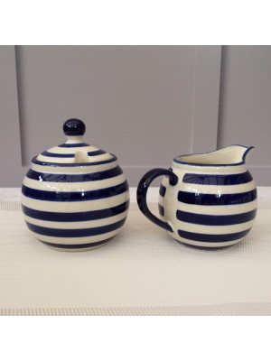 London Pottery Sugar And Creamer Set With Blue Bands 