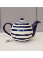 4 Cup Blue Bands Clay Teapot London Pottery Design 