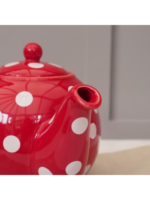 1.2l London Pottery Red Teapot With White Polka Dots