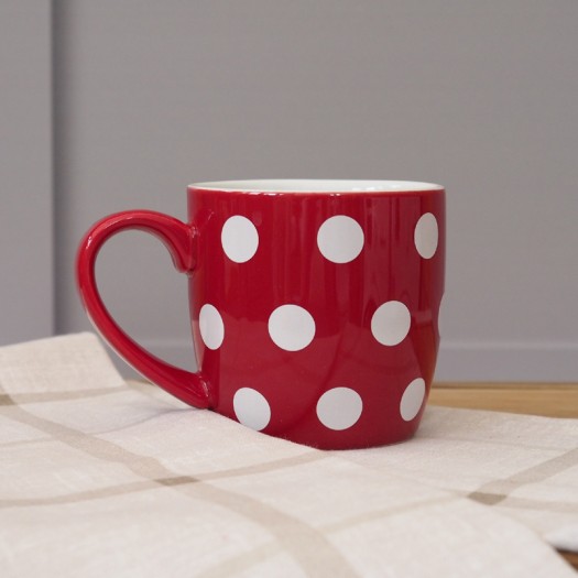 300ml London Pottery Red Mug With White Spots