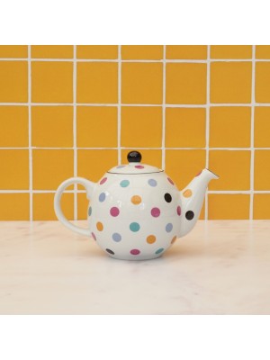 500ml White Teapot With Multi Dots London Pottery