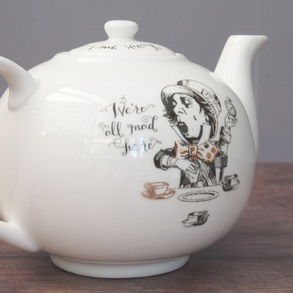 1.1l Alice In Wonderland Large Fine China Teapot
