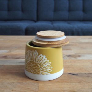 Artisan Flower Mustard Sugar Pot 