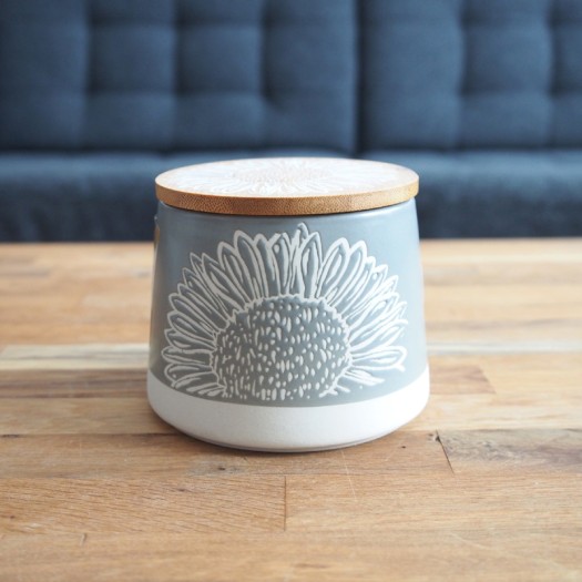 Artisan Flower Grey Canister Storage Canister