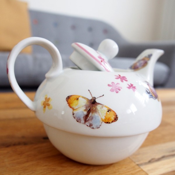 Butterfly Ceramic Teapot For One
