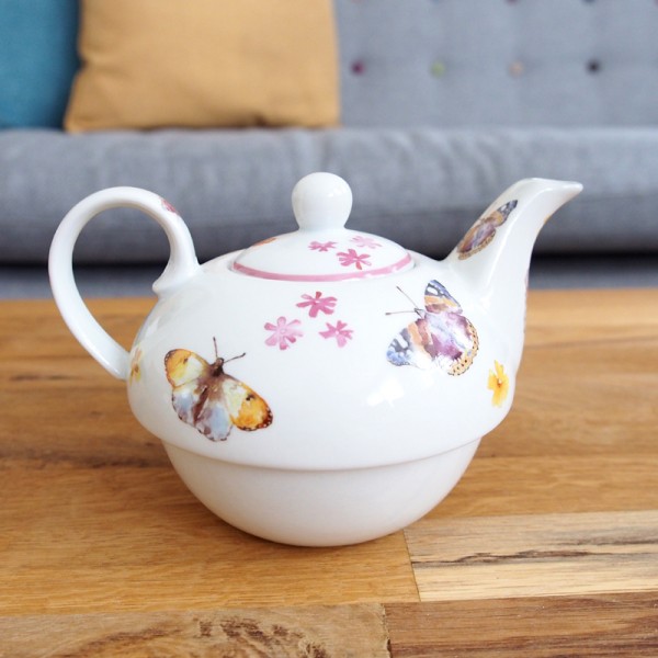 Butterfly Ceramic Teapot For One