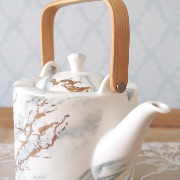 800ml Porcelain Teapot With A Marble Effect