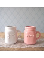 Mine And Yours Porcelain Set Of Two Mugs