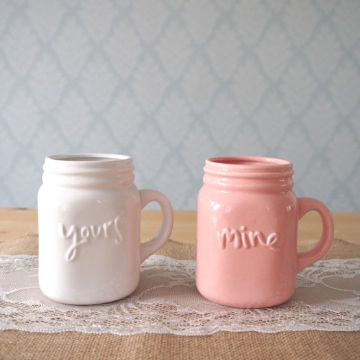 Mine And Yours Porcelain Set Of Two Mugs