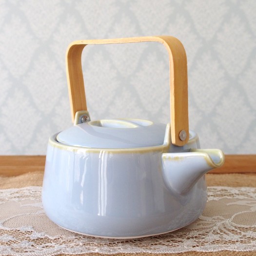Pale Blue Porcelain Teapot And Two Mugs Set